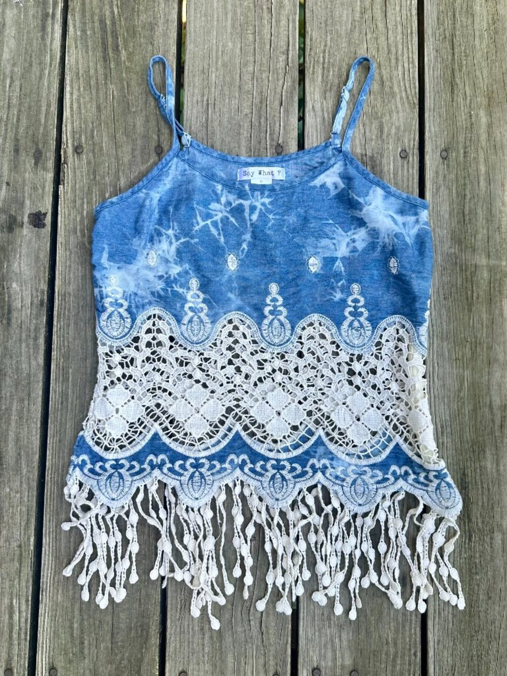 Vintage Boho Crochet Tie Dye Tank